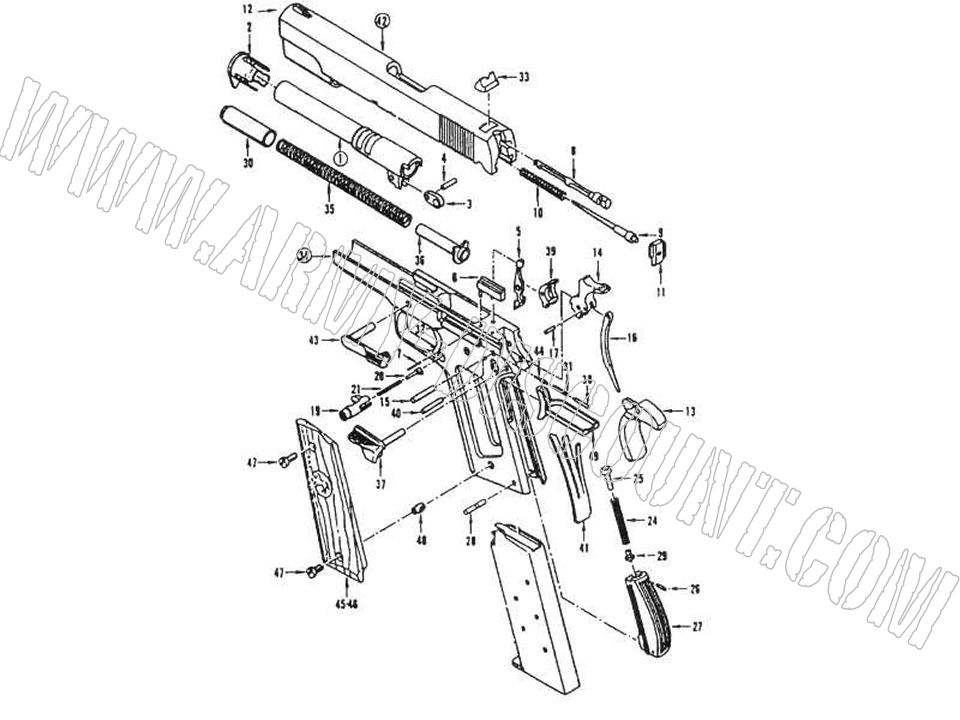 COLT 1911A1 calibre 45ACP Pièces détachées - éclaté