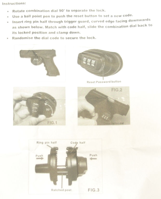 GUNLOCK verrou de pontet a code